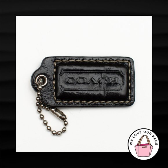2" Medium COACH BLACK LEATHER KEY FOB BAG CHARM KEYCHAIN HANGTAG TAG - Picture 1 of 1